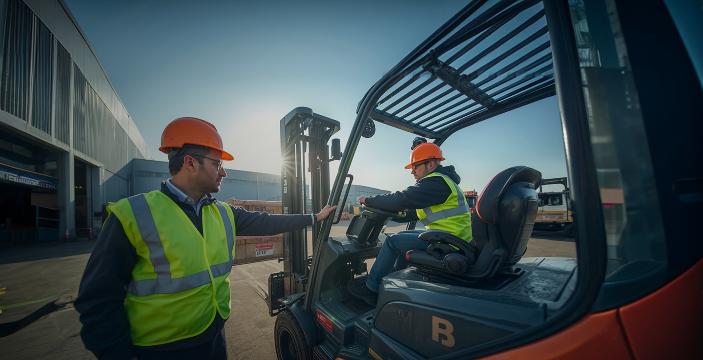 Instructor delivering counterbalance forklift training at Forklift Pioneer Training in Birmingham